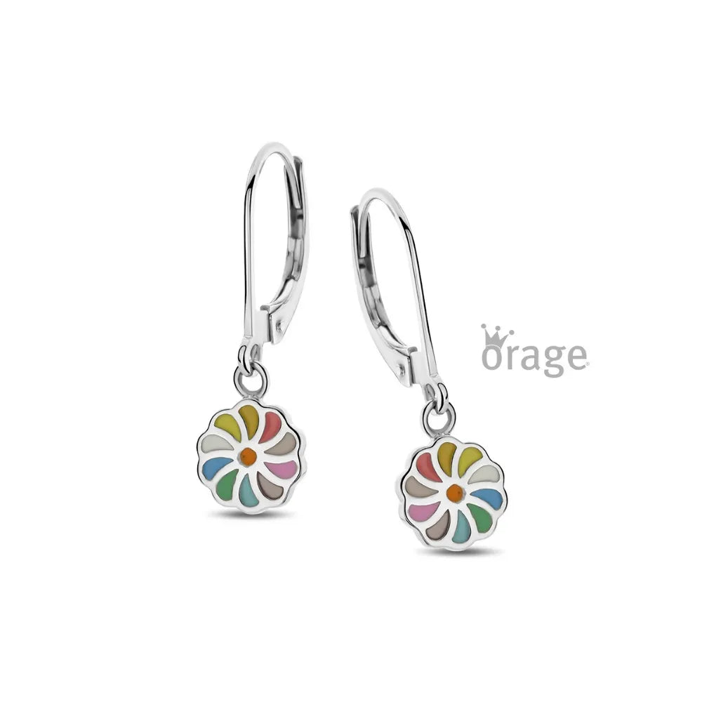 Orage kids oorbellen kleurrijke bloem oorslingers O/2976/A