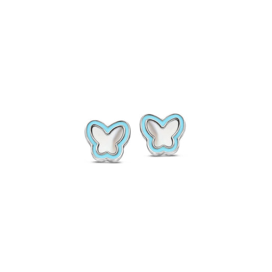 Naiomy Princess blauwe vlinder Oorbellen zilver PB086