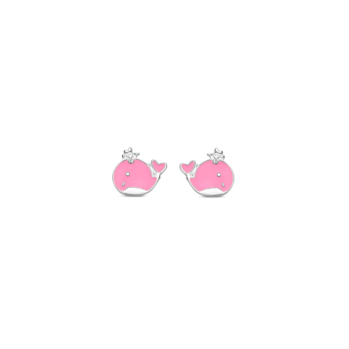 Naiomy Princess silberne Kinderohrringe rosa Wal PB101