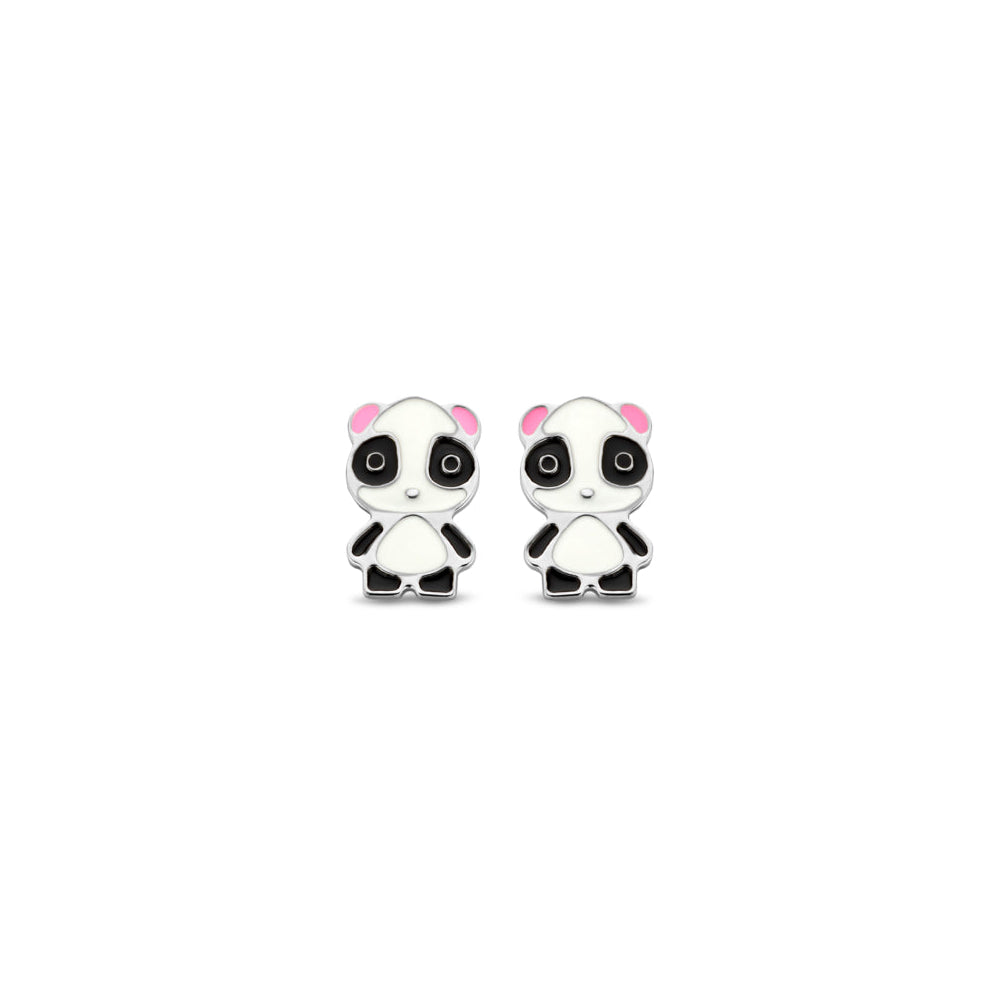 Naiomy Princess zilveren kinderoorbellen rood panda PB114