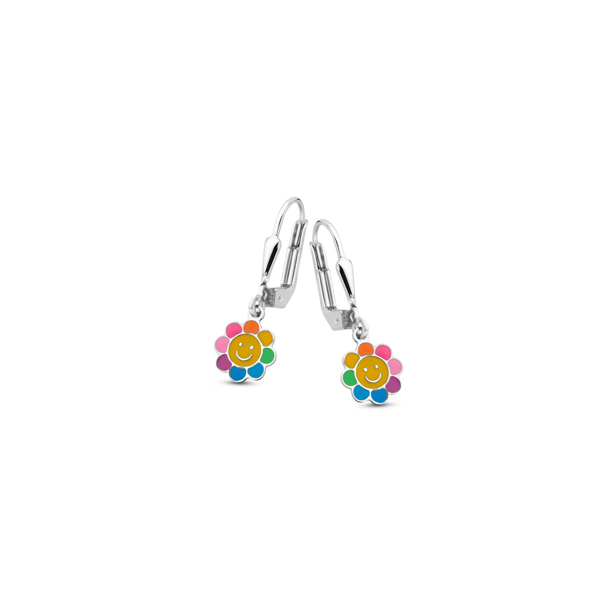 Naiomy Princess zon regenboogkleuren hangoorbellen zilver PD097