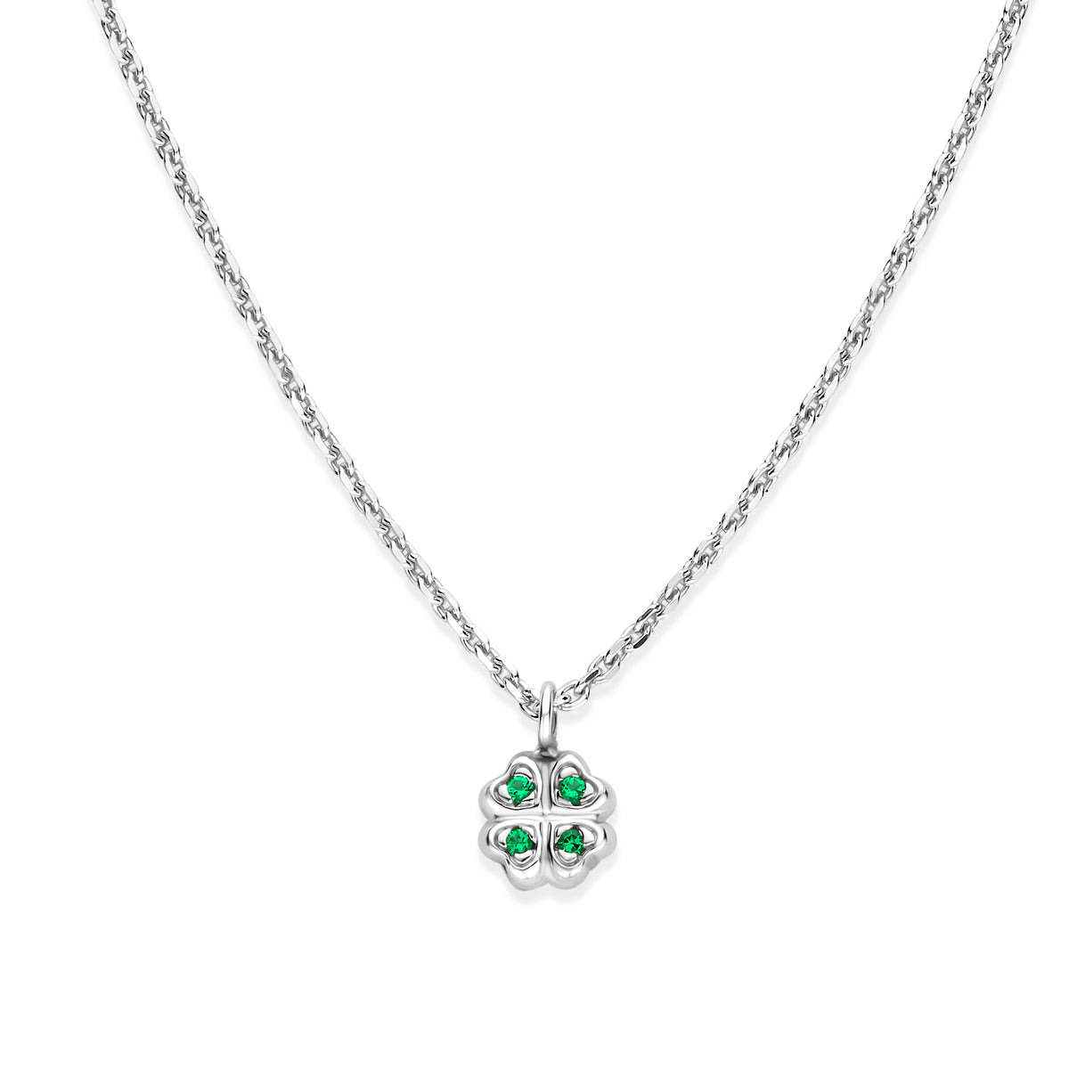 Naiomy Princess zilveren kinderketting groen klavertje zirconia PI141