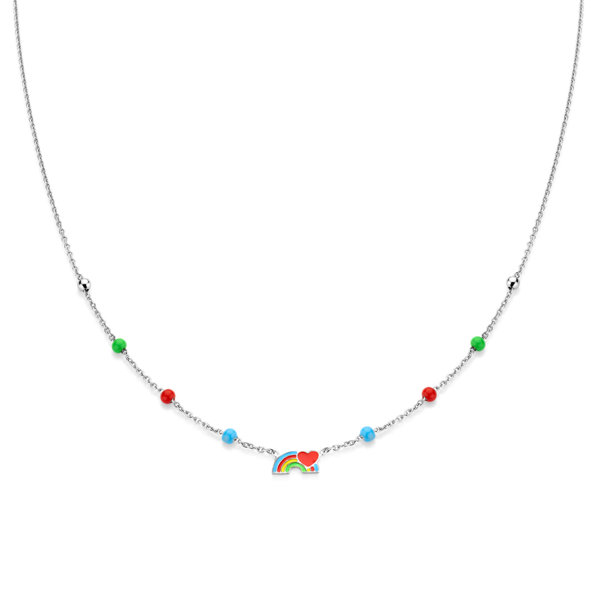 Naiomy Princess regenboog met hartje zilveren Halsketting PI143