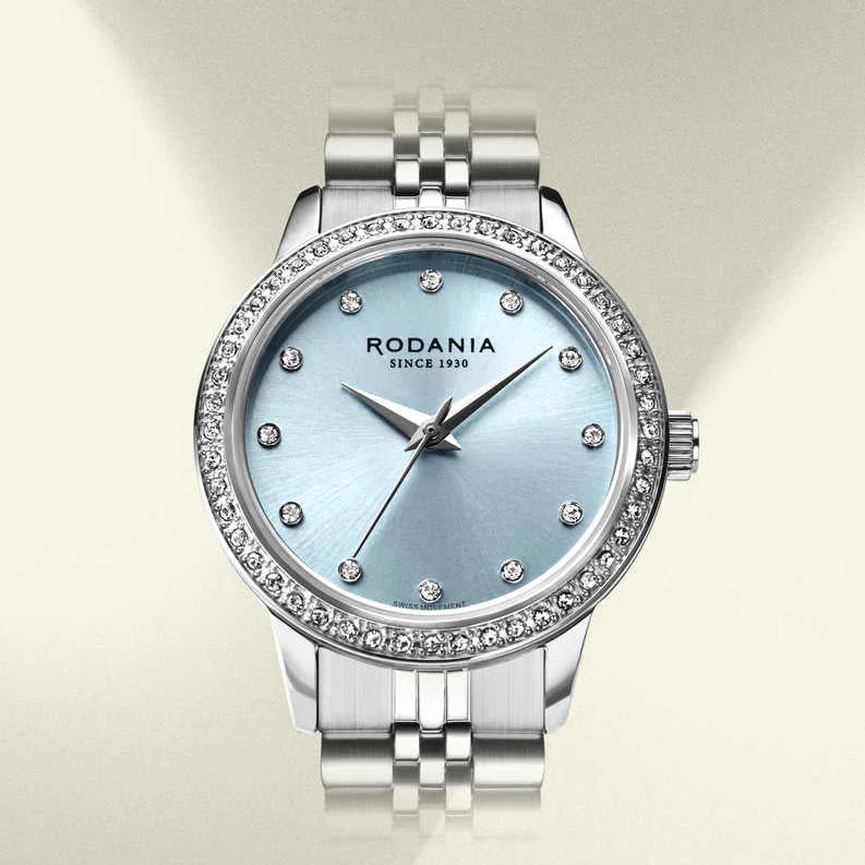 Rodania horloge dames Montreux R10026 diamond ice blue dial