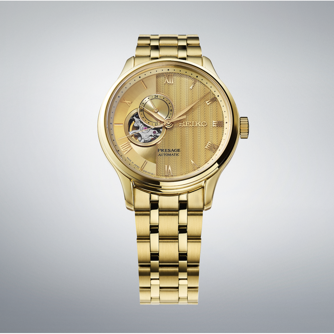 Seiko Presage horloge SSA468J1 automatic heren skeleton heart goud