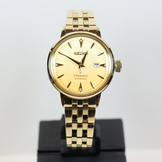 Seiko Presage horloge SRE018J1 automatic dames goud diamant