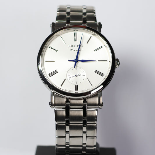 Seiko horloge srk033p1 Premier quartz silver