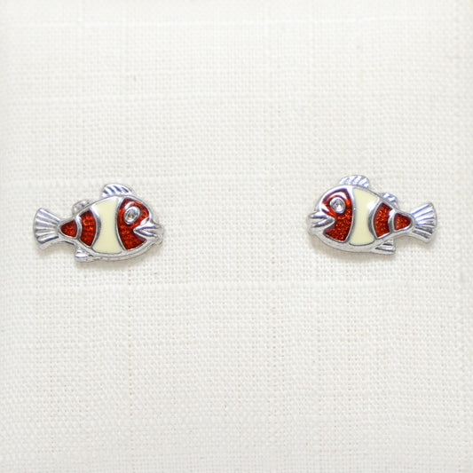 Zilveren Kids clownfish oorbellen