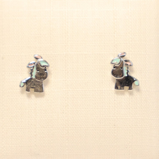 Zilveren Kids ezel Oorbellen