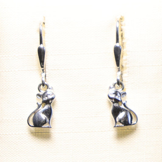 Zilveren Kids kat hangoorbellen 917833