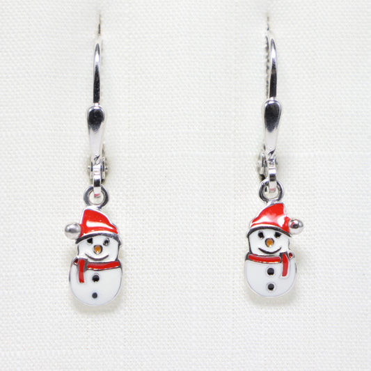 Zilveren Kids kerst sneeuwpop hangoorbellen