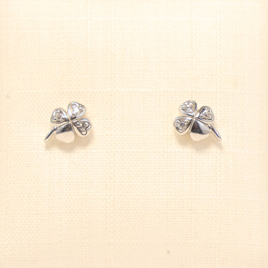 Zilveren Kids klavertje vier Oorbellen