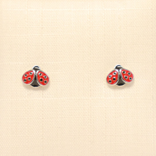 Zilveren Kids lieveheersbeestje Oorbellen