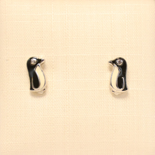 Zilveren Kids pinguin Oorbellen