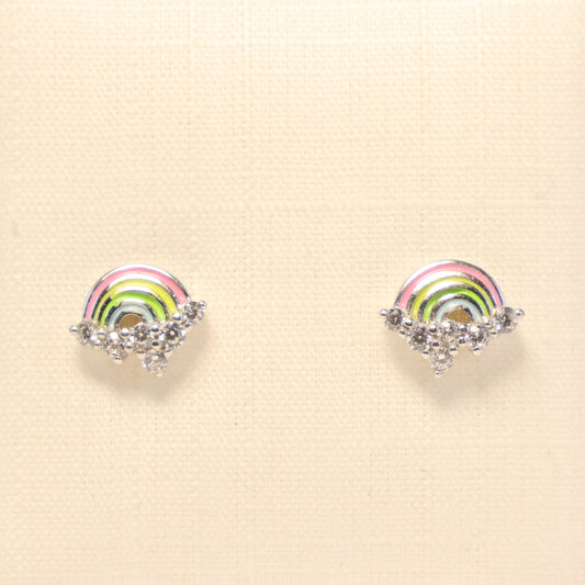 Zilveren Kids regenboog Oorbellen