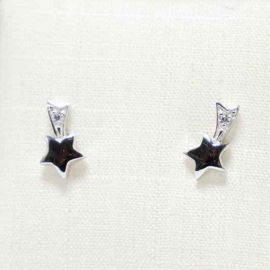 Zilveren Kids vallende ster oorbellen