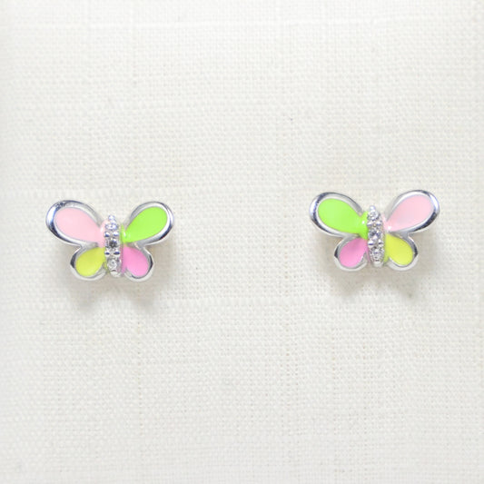 Zilveren Kids vlinder Oorbellen