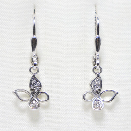 Zilveren Kids vlinder hangoorbellen