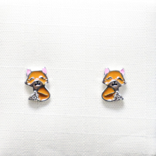 Zilveren Kids vos oorbellen 17731