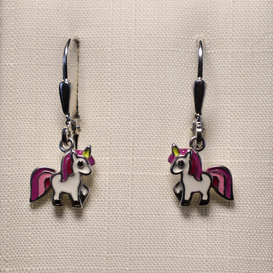 Zilveren eenhoorn Kids hangoorbellen 58487