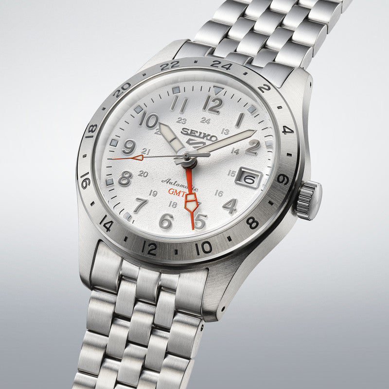 Seiko horloge heren 5 Sports GMT SSK059K1 white dial Arabische cijfers
