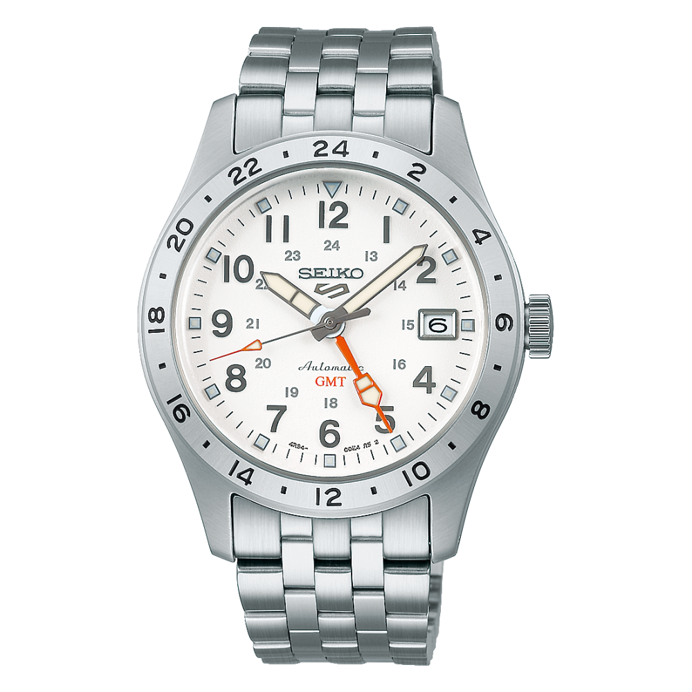 Seiko horloge heren 5 Sports GMT SSK059K1 white dial Arabische cijfers