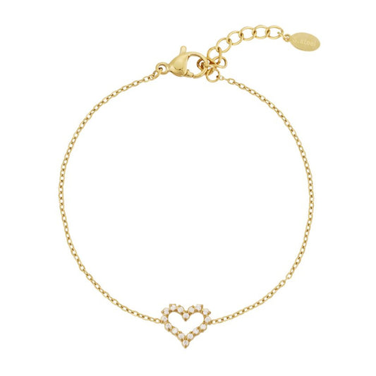 Roestvrij Stalen gele fantasie Armband hartjes bedel