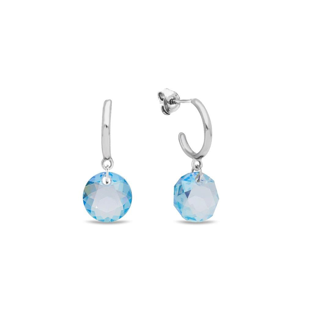 Spark zilveren oorbellen met lichtblauwe Swarovski kristallen K643010AQSH