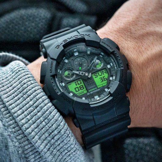 Casio G-shock horloge GA-100BEG-1AER zwart electro groen