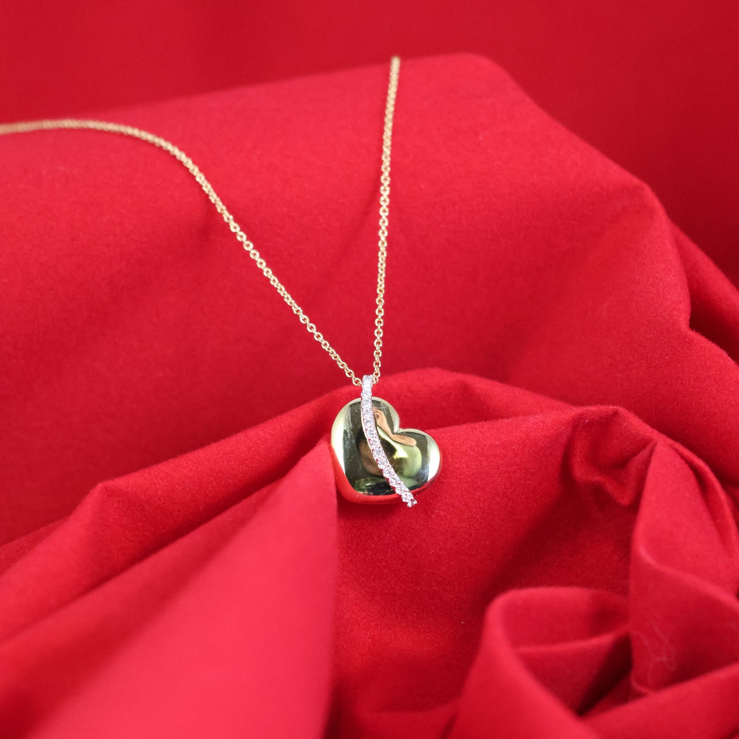Gouden Ketting met hartje en briljant 067012A