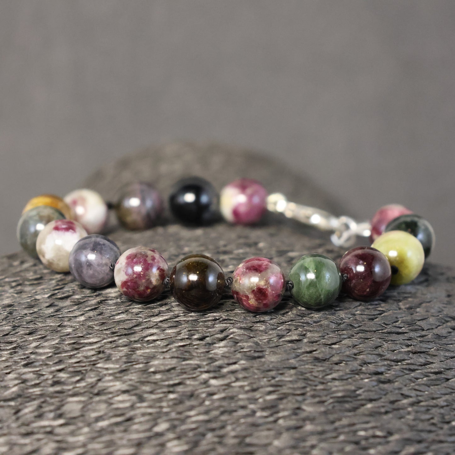 Halfedelsteen Toermalijn Multi Armband met zilveren slot 00796176
