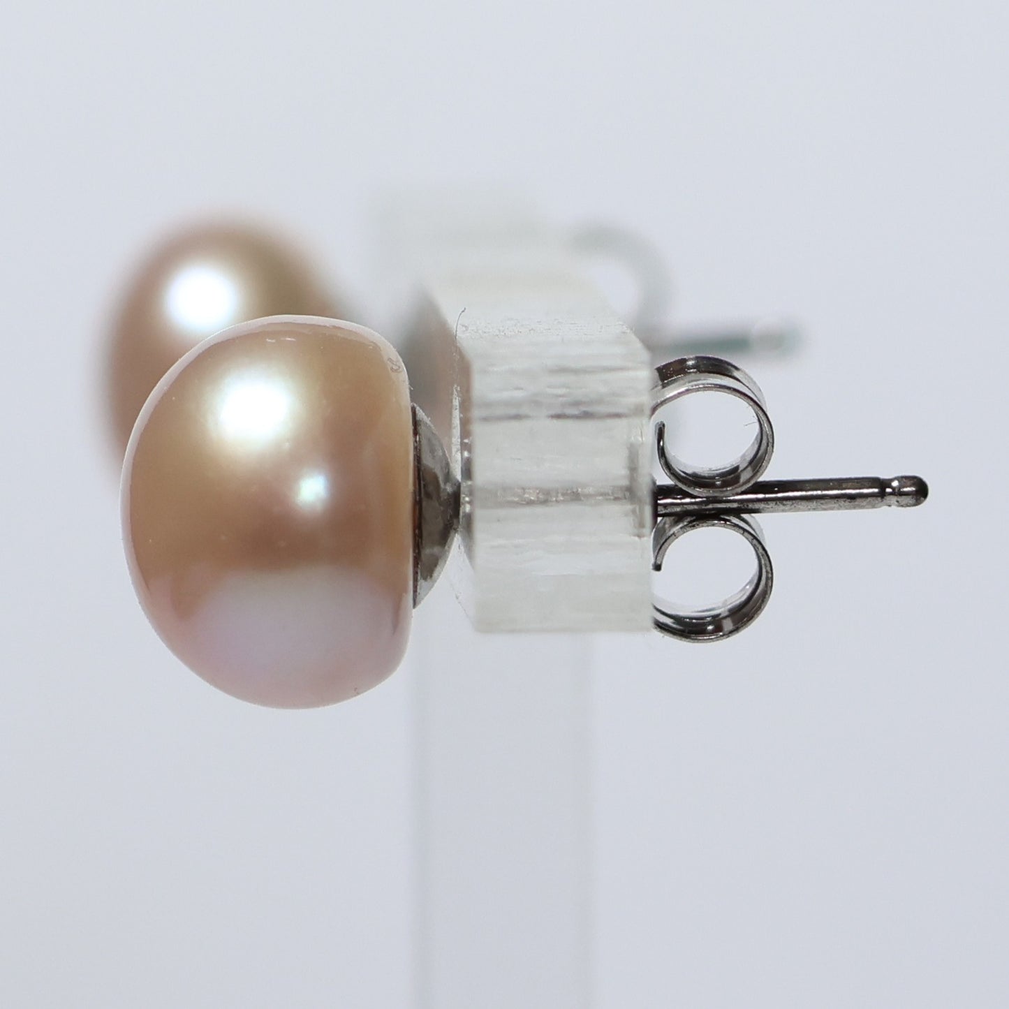 Parel oorbellen zilver roze biwa parel 8mm