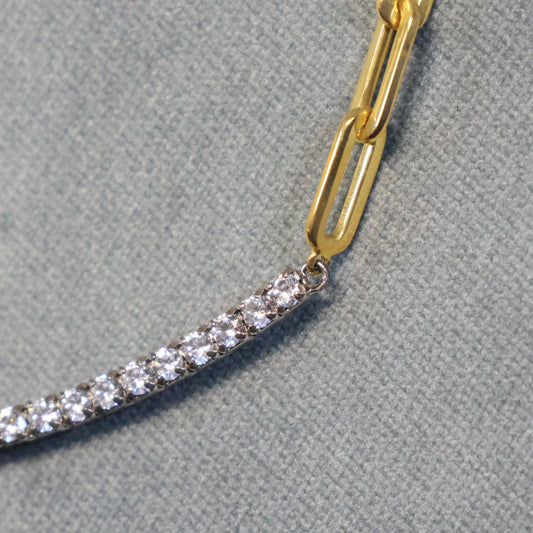 Collier Naiomy en argent plaqué or pour femme, maillons imposants en zircone N1W54