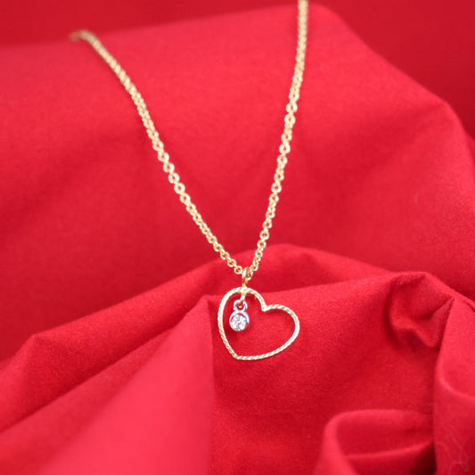 Gouden Ketting met hartje en briljant 067100A