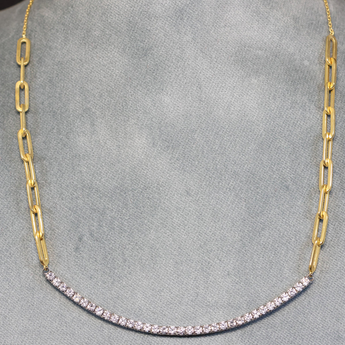 Naiomy vergulde zilveren ketting dames schakels statement zirconia N1W54