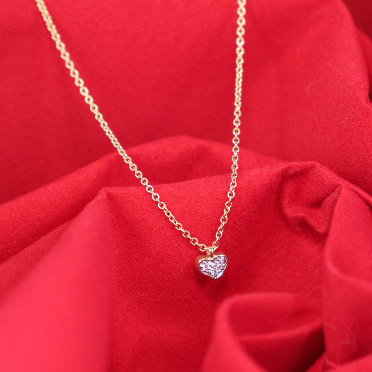 Gouden hartjes ketting met briljant HS6214