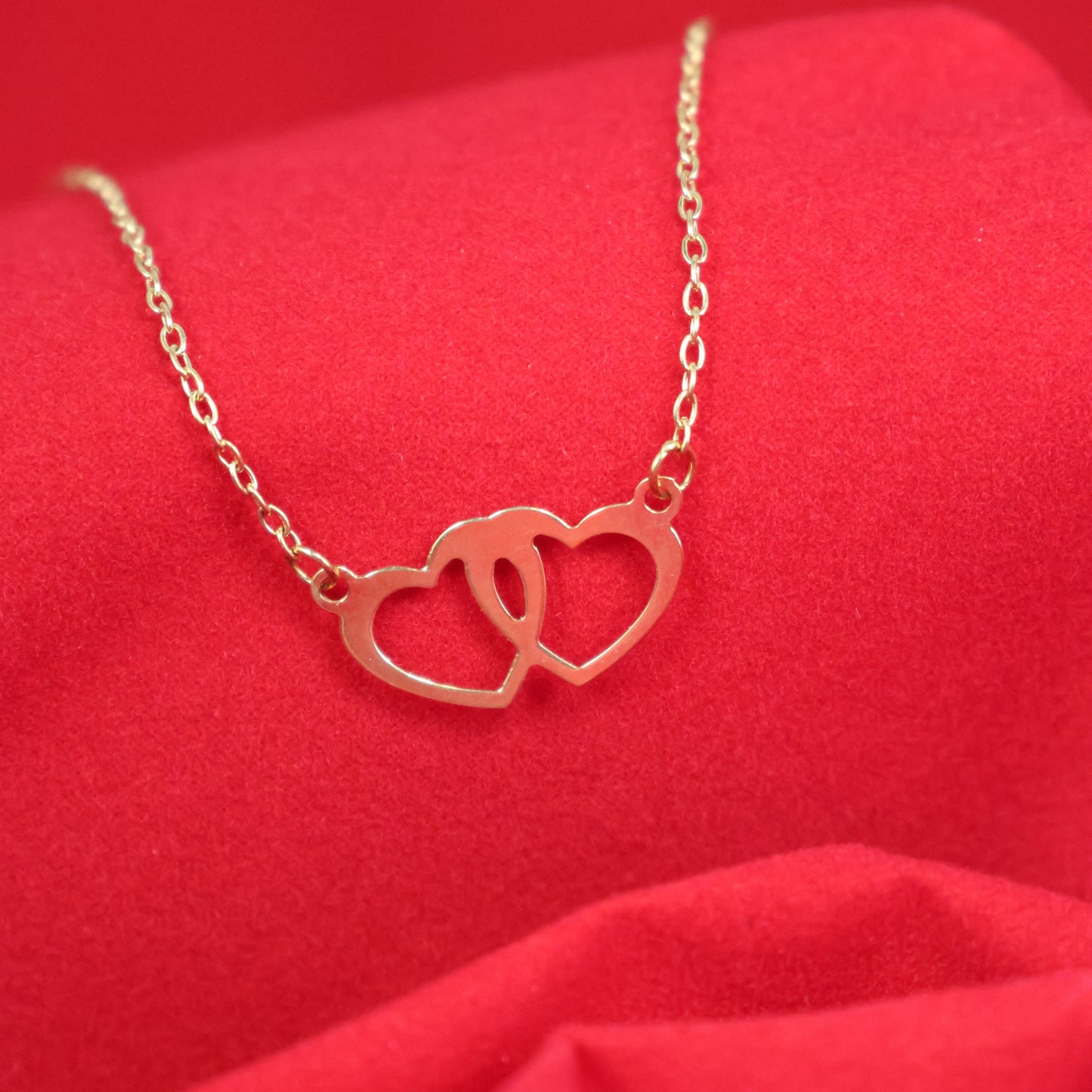 Gouden Ketting met dubbel hartje 065161/42