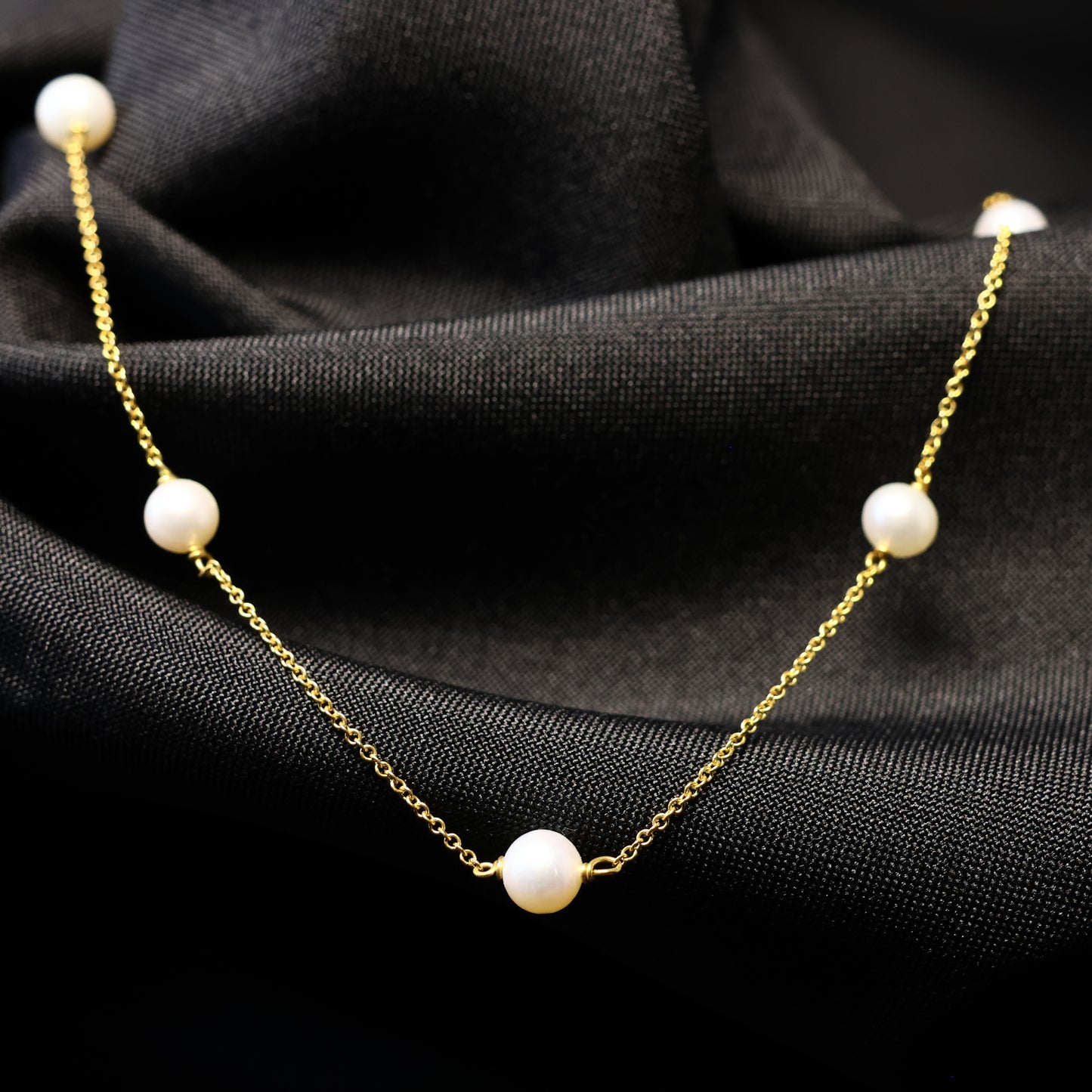 18KT geel gouden ketting met parel 058166P