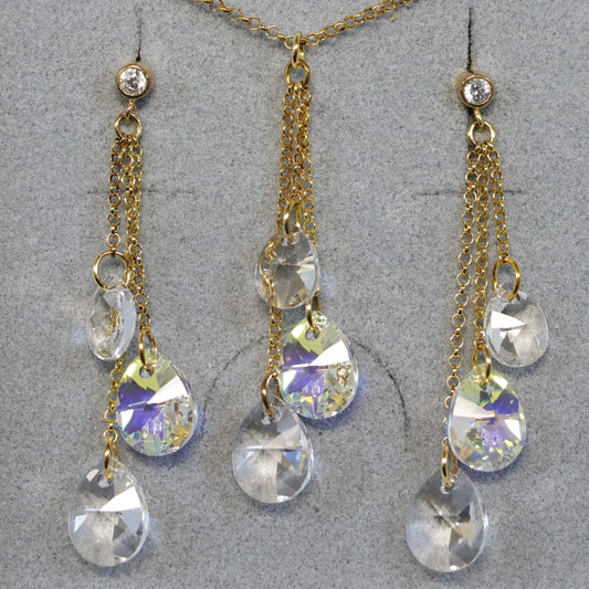 Spark 18karaat vergulde Zilveren hangoorbellen met Swarovski kristallen KCGROLO61283CAB