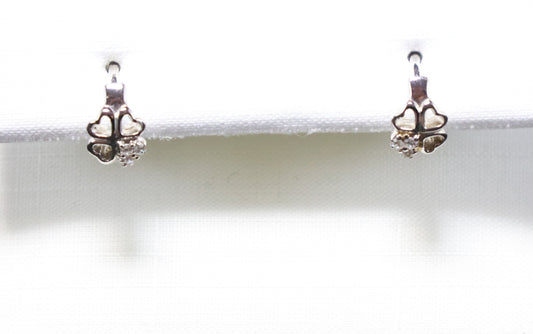 Zilveren Kids klavertje Creolen 730676