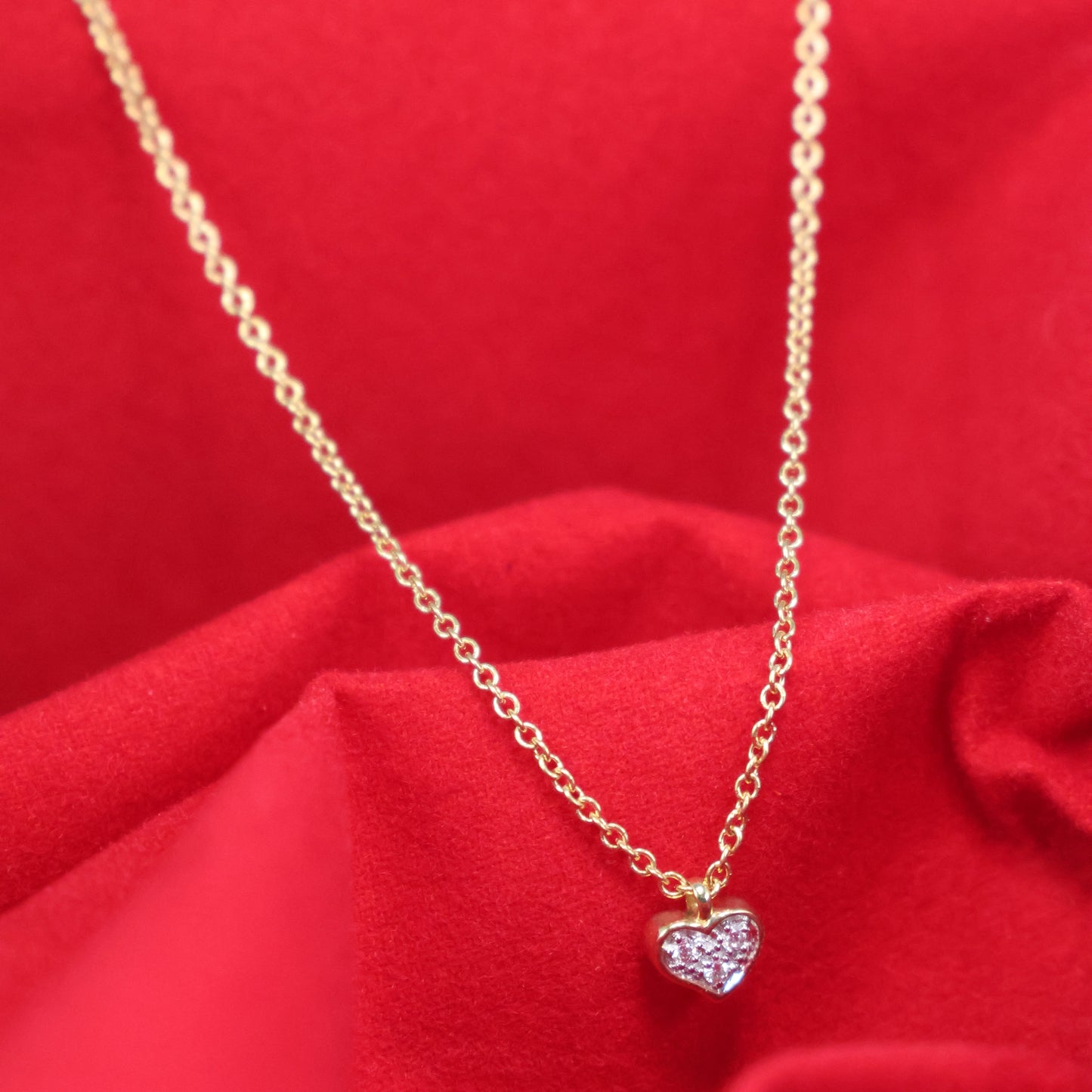 Gouden hartjes ketting met briljant HS6214
