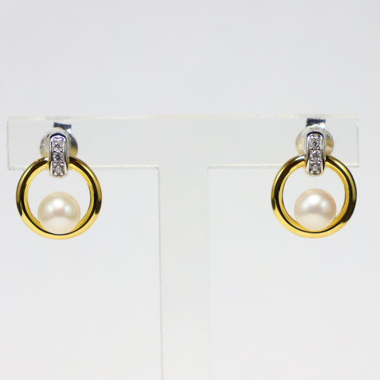 Naiomy Silver bicolor zilveren Oorbellen met parel N5P68