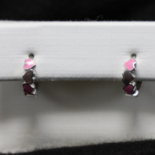 Zilveren Kids roze hartjes Creolen 508832