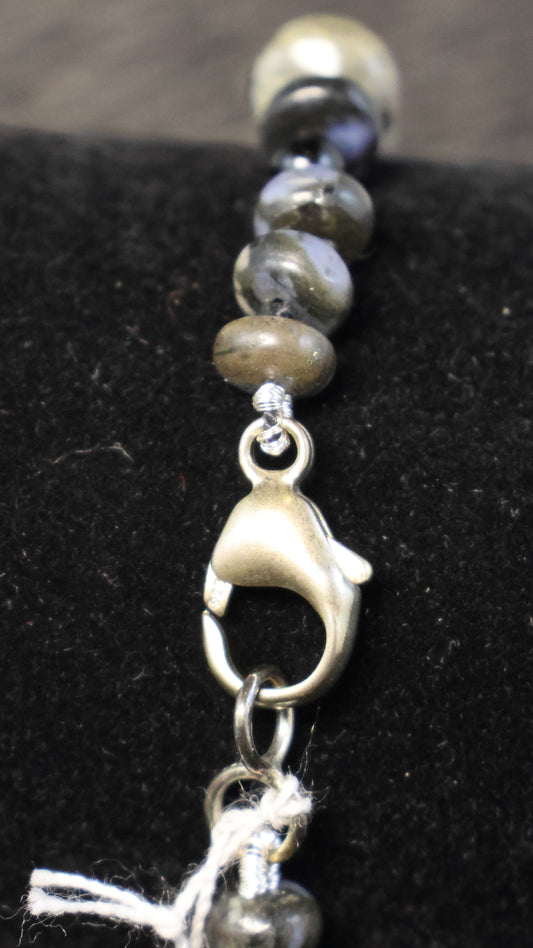 Halfedelsteen Rhyoliet & Onyx Armband met zilveren slot 182763