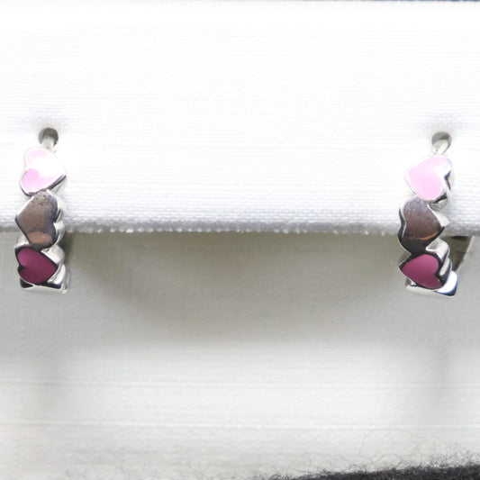 Zilveren Kids roze hartjes Creolen 508832