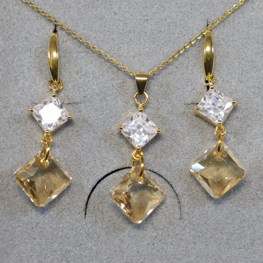 Spark 18karaat vergulde Zilveren hangoorbellen met Swarovski kristal KWG6431CGS