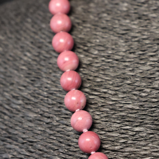 Rhodoniet Halssnoer met zilveren slot 00825195