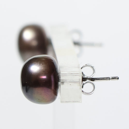 Parel oorbellen grijze biwa parel 10mm