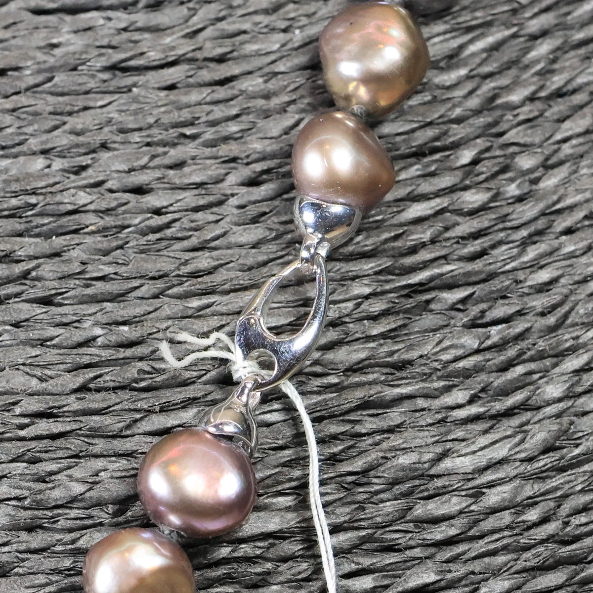 Parelketting 46cm 18 karaat wit gouden slot 9mm grijze zoetwaterparel