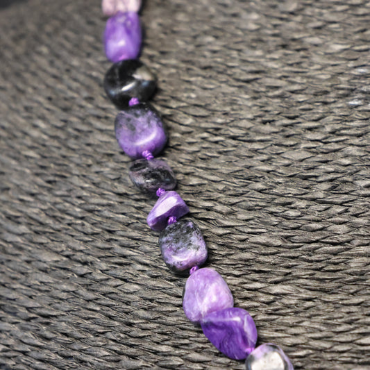 Charoiet Barok Halssnoer met zilveren slot